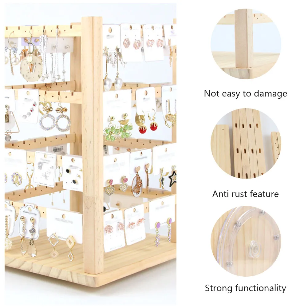 

Wooden Jewelry St Earring Rack Holder Vintage Style Rotating Earring Jewelry Rack ganizer Fashion Delicate Storage Tower