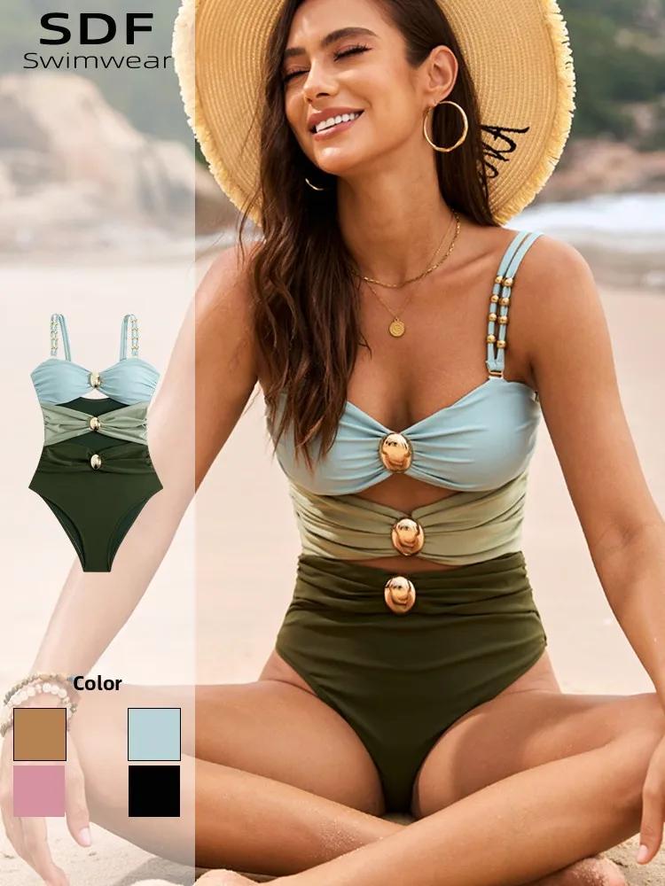 

Сексуальный слитный купальник большого размера для женщин, пляжный костюм-накидка, корректирующий фигуру, для отпуска, повседневный, цветной.