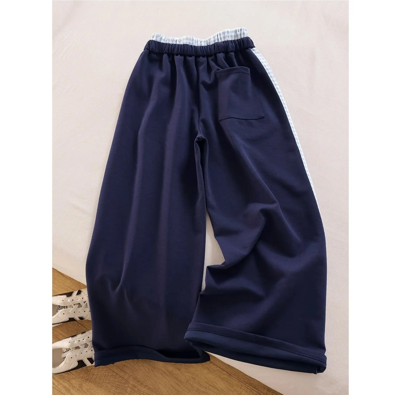 ارتفاع الخصر منقوشة الربط سراويل تقليدية المرأة فضفاضة مستقيم الساق بنطلون لا تبول حول الساق القرد التخسيس و Sli