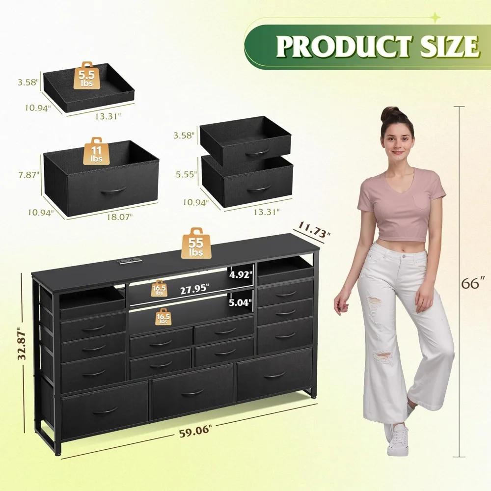 مركز ترفيهي لأجهزة التلفاز مقاس 55-65 بوصة مع أضواء LED ومحطة شحن وطاولة وحدة تحكم الوسائط #3