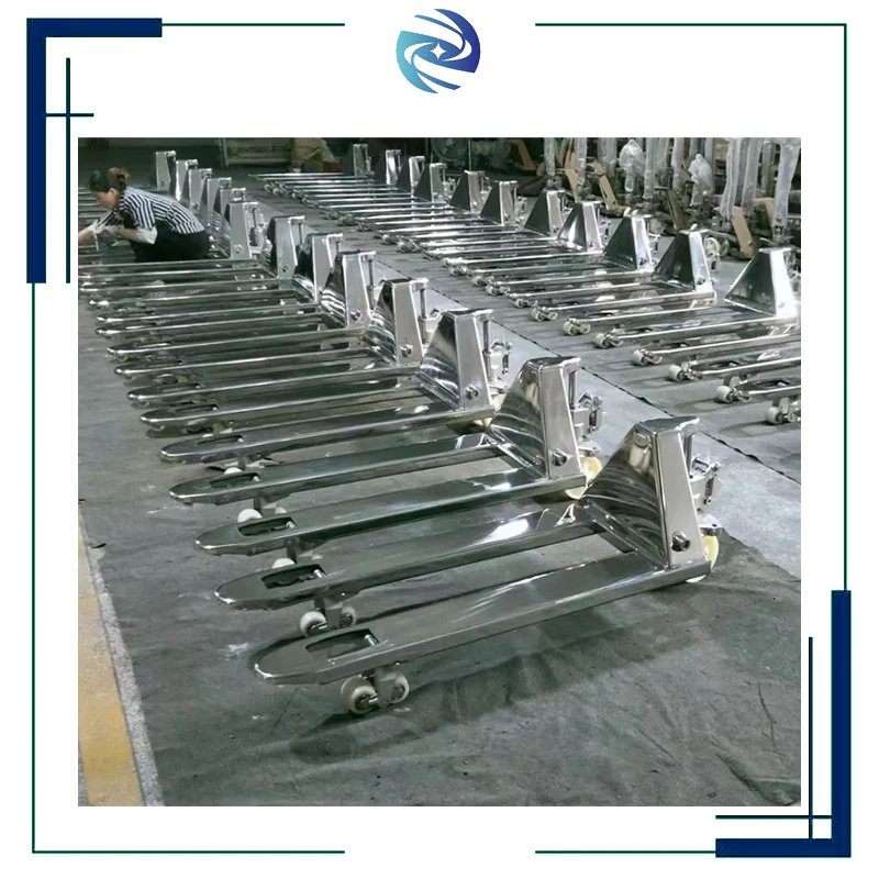 304 SS Hydraulic Pallet Truck Anti Leak Integrated Pump Manual Hand Forklift For Cleanroom And Chemical Use