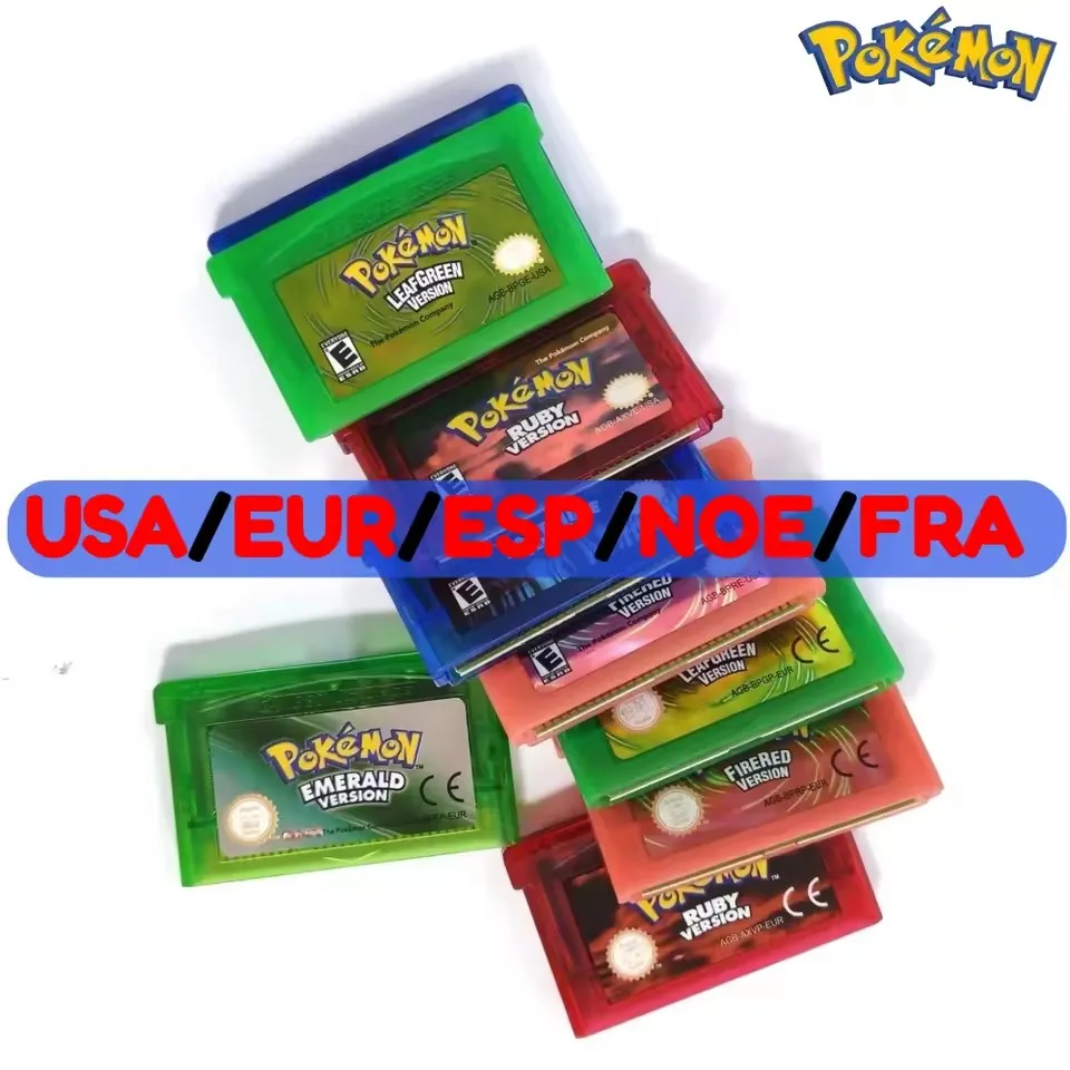 

Игровая карта GBA, 32-битная игровая консоль, карта с играми Pokemon (Emerald/FireRed/LeafGreen/Sapphire) для версий USA, EUR, ESP, NOE, FRA.