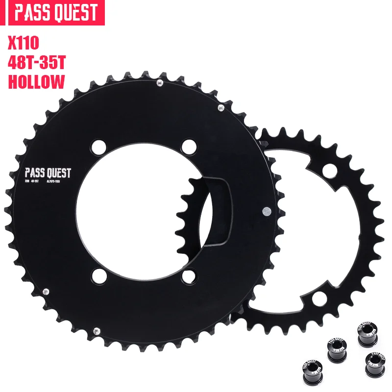 PASS QUEST 110BCD Double Chainring 4-Bolt 46-33T/48-35T/50-34T/52