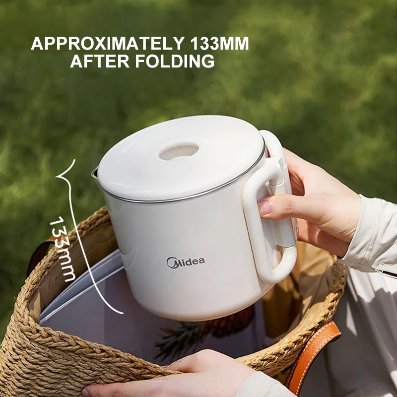 ميديا غلاية كهربائية قابلة للطي 700 مللي غلاية مياه الفولاذ المقاوم للصدأ 220 فولت المحمولة متعددة طباخ 600 واط التدفئة وعاء المعكرونة القابلة للطي