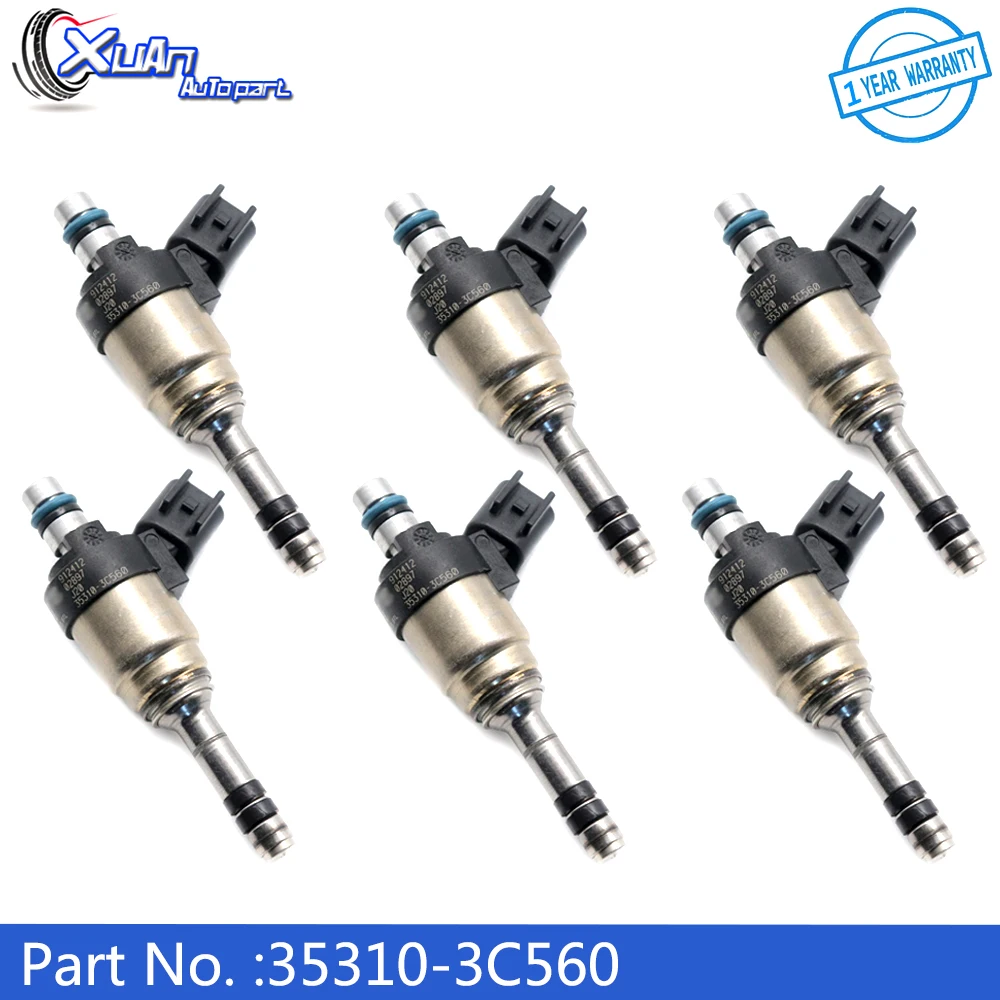 

XUAN 6pcs Fuel Injectors Nozzle 35310-3C560 for Hyundai Santa Fe Azera Genesis Coupe Kia Sedona Sorento K900 Cadenza 3.3L 3.8L