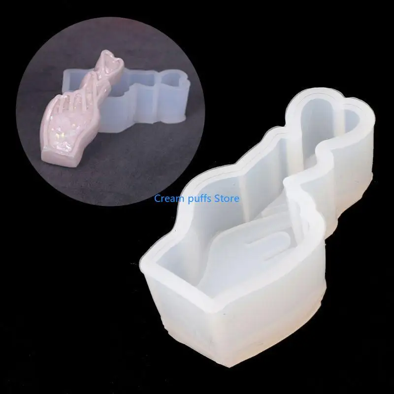 50LE Love Heart Hand Posture Mould Epoxy Resin Silicone Mold Soap Cake Jewelry Making