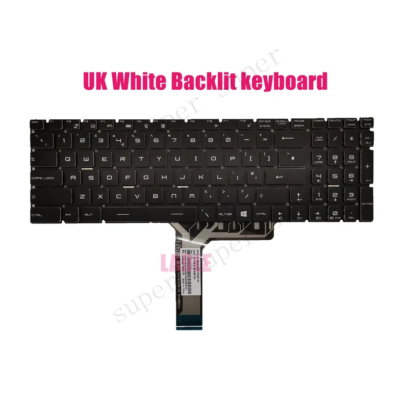 SSS+ UK White Backlit keyboard for MSI GP62 7RD/GP62M 7RD(MS-16J9) Leopard