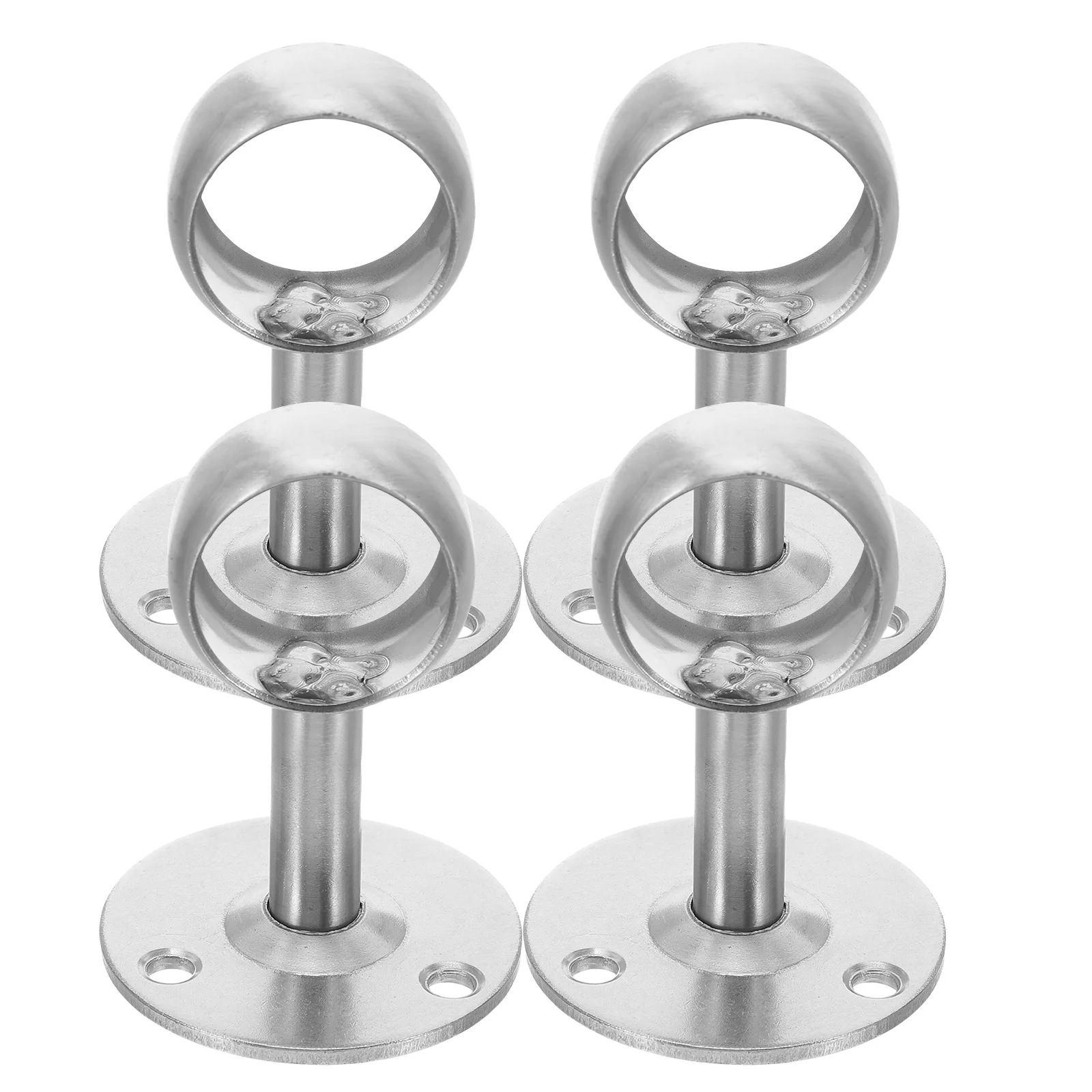 

4pcs Stainless Steel Wardrobe Pole Holder Heavy Duty Closet Rod Support Wall Mount Bracket For Shower Curtain Clothes Drying