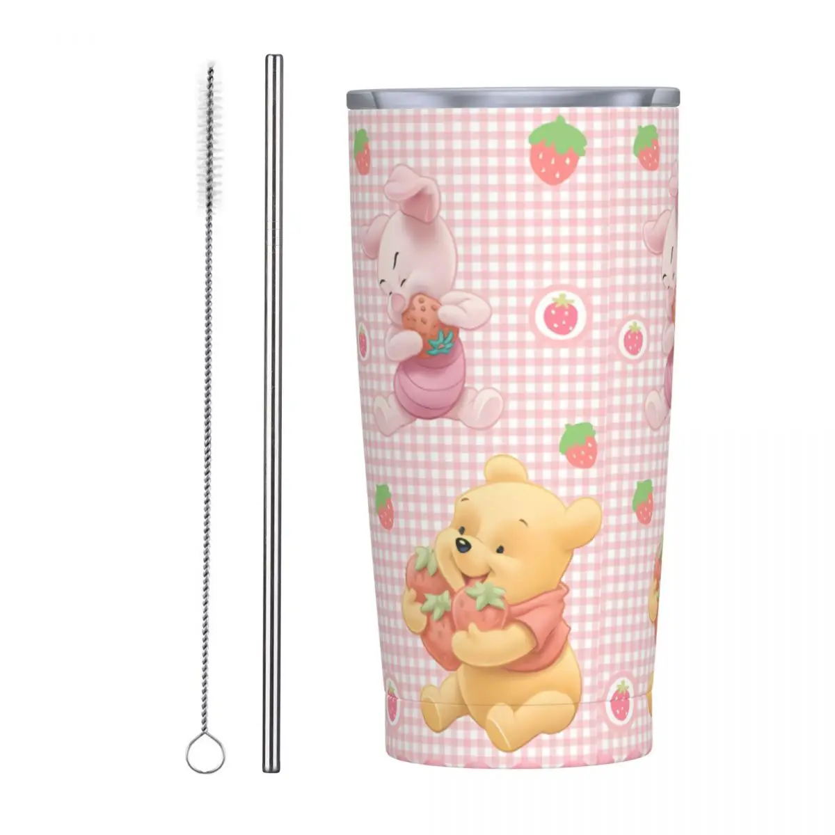 Winnie The Pooh Piglet Stainless Steel Tumbler Beach Thermal Mug With Straws and Lid Large Car Mugs Cold Drink Water Bottle