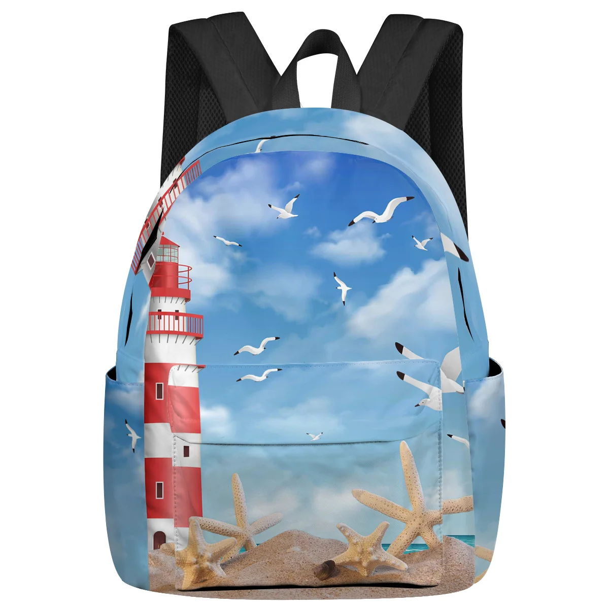 Sea Beach Lighthouse Starfish Seagull Backpacks Teenagers Student School Bags Laptop Backpack Men Women Female Travel Mochila