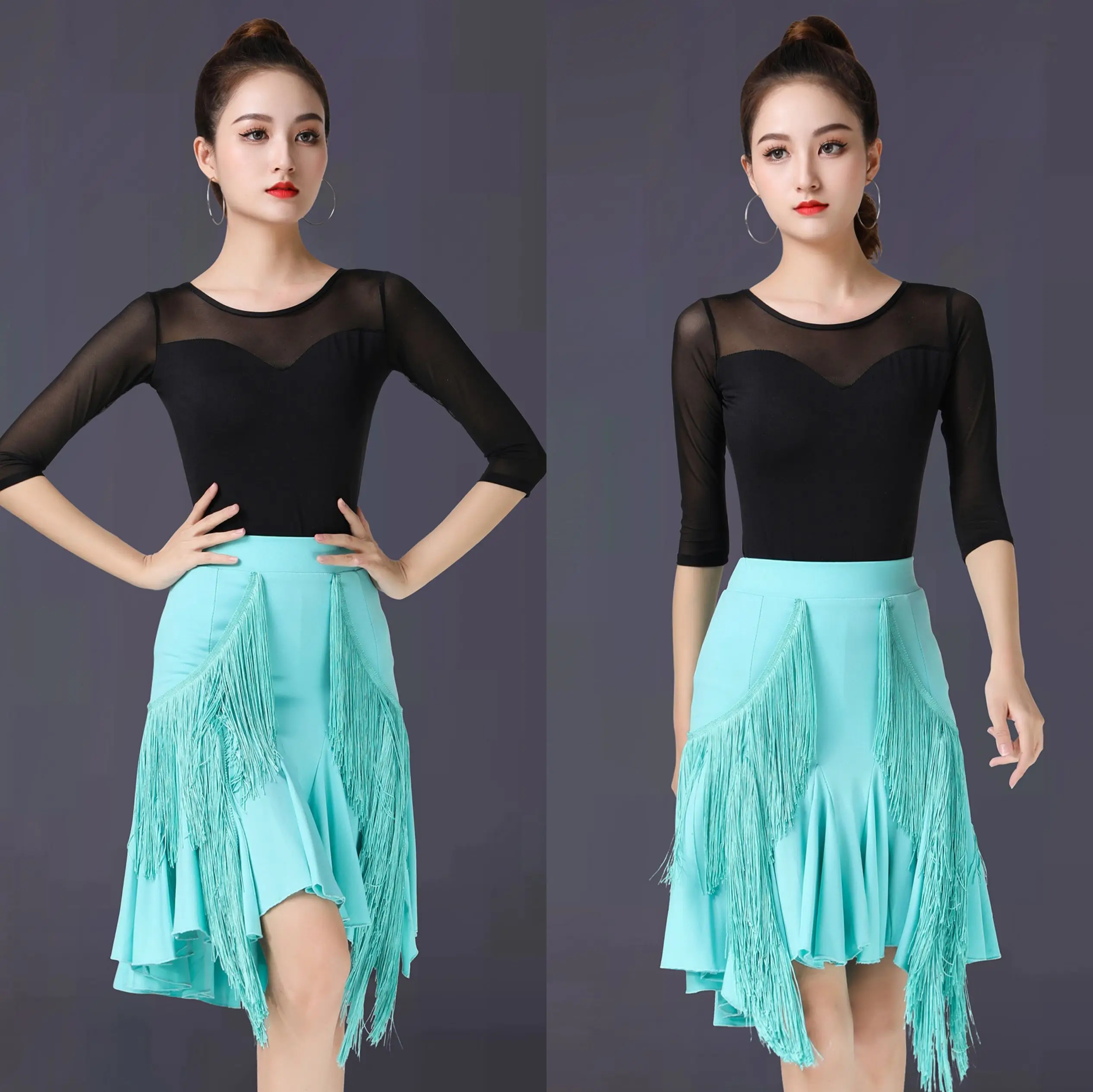 Latin Dance Skirt Women\'s Adult Long Tassel Dress Dancing Clothing Large Swing Skirt Fishtail Skirt Bottoms Performance Wear