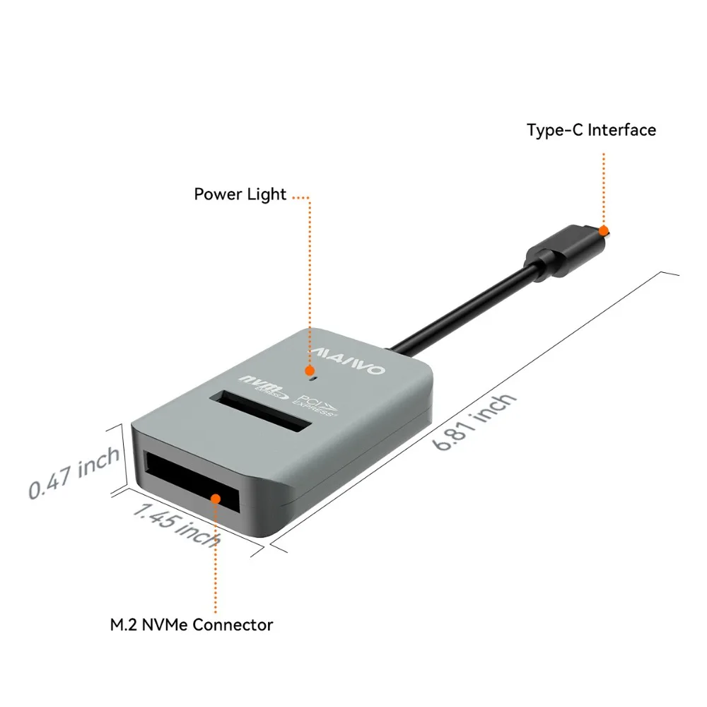 głosowej MAIWO M2 SSD Enclosure NVMe 10Gbps PCIe SSD Box for M.2 NVMe SATA SSD Disk M.2 NVME to Type C Interface external Hard Drive Case