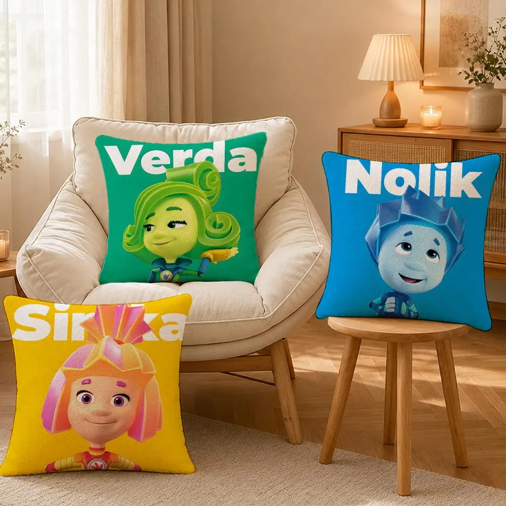 Cartoon Fixies Science Cushion Cover Personalized Short Plush Soft Bedroom Sofa Home Decor Gift