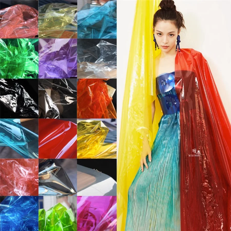 

Multi Color PVC Fabric Liquid Plastic Film Waterproof DIY Photo Props Background Decor Bags Raincoat Clothes Designer Fabric