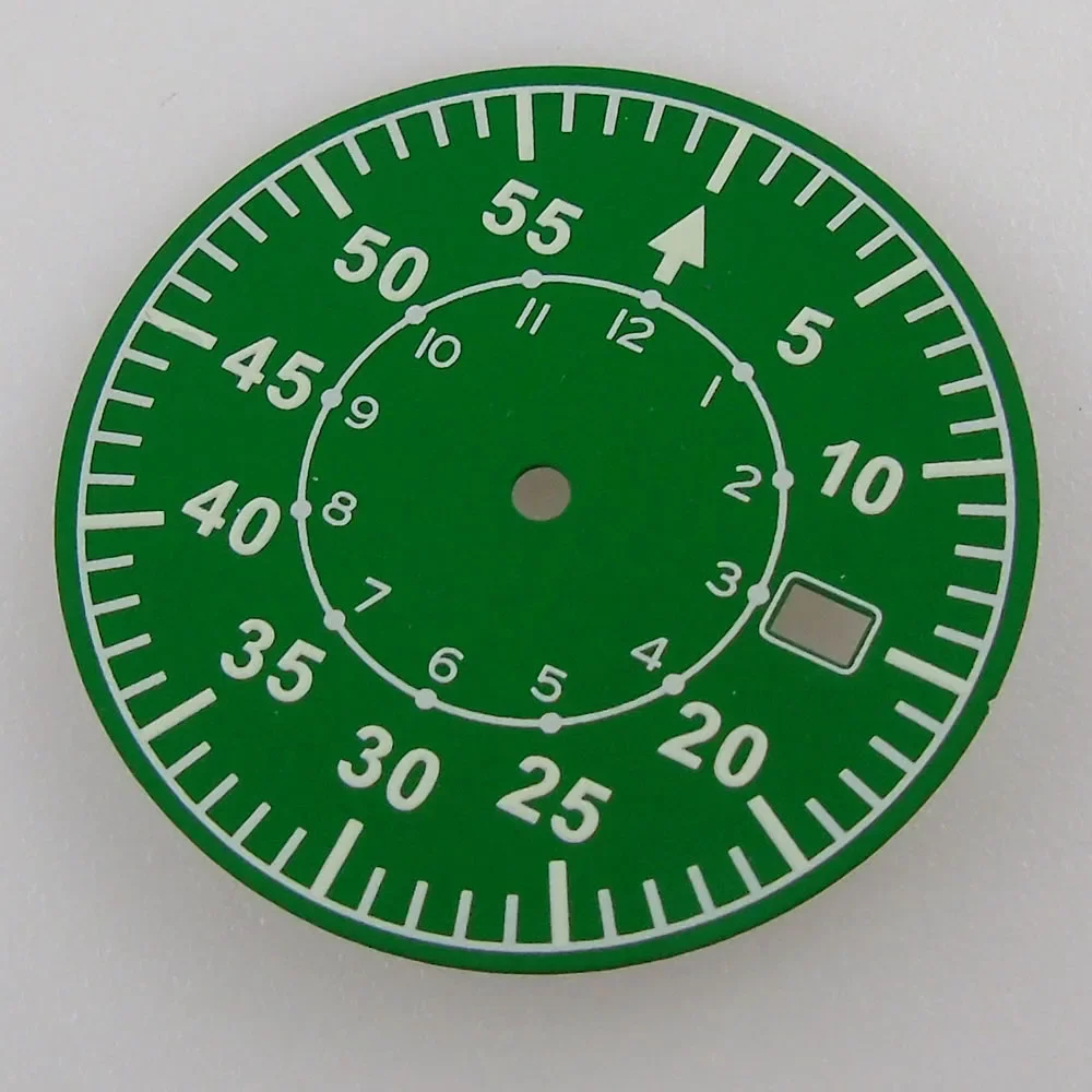 Nologo Pilot Watch Dial 33.5mm for NH35 NH36 ETA2824 PT5000 ST2130 Green Luminous Diver Field Watch Parts for Mod