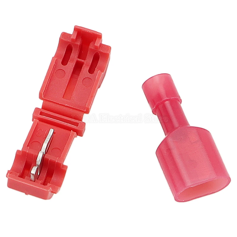 

60Pcs MDFN T-type Wire Connectors Self-Stripping with Nylon Fully Insulated Quick Disconnect splice Electrical Spade Terminals