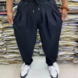 2024 Summer Elegant Fashion Harajuku Slim Fit Male Clothes Loose Casual All Match Sports Pants Solid Pockets Wide Leg Pants