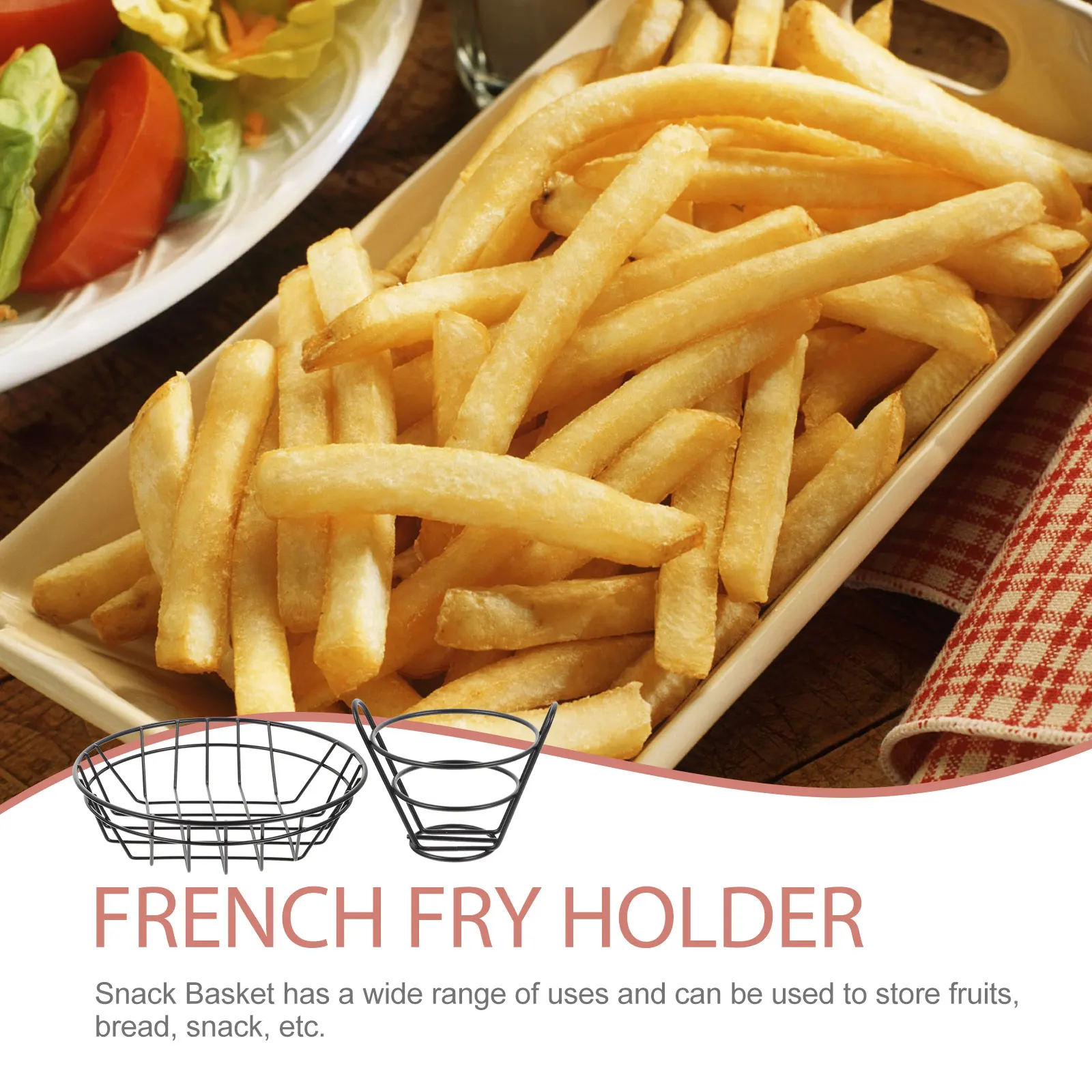

2pcs Iron Snack Baskets Hollow Out Large Capacity Food Serving Dish Wedding Party Restaurant Multi-Purpose Kitchen Tool