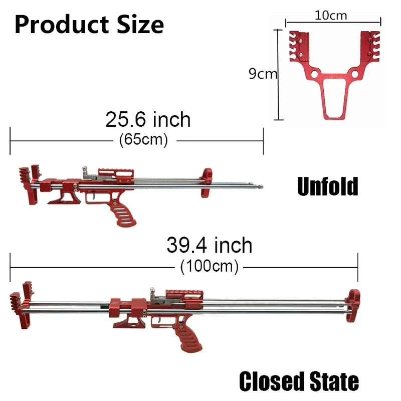 Imagem -02 - Telescópica Long Pole Slingshot Laser Todo o Metal Poderoso Tiro Caça Slingshot Pode Ser Instalado Caça Acessórios 80lbs