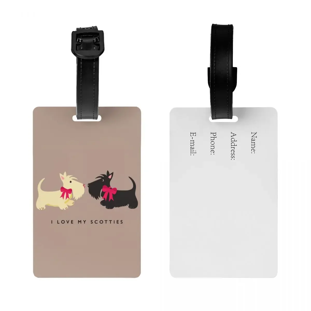 Custom I Love My Scotties Luggage Tag for Suitcases Scottish Terrier Dog Privacy Cover ID Label