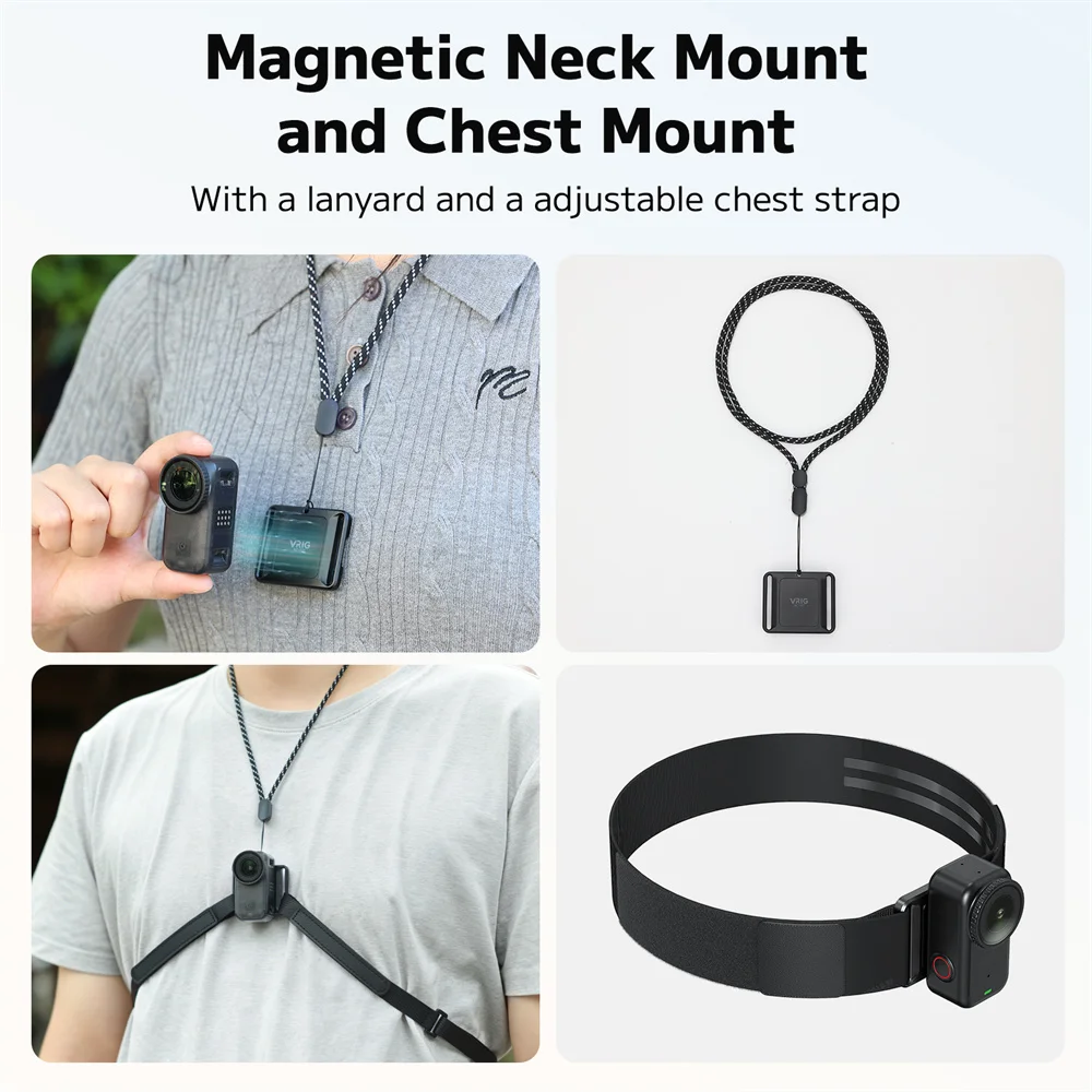 Magnetyczny pasek na głowę VRIG z mocowaniem na klatkę piersiową do kamery DJI Osmo Nano Action, opaska na głowę POV, akcesoria do sportów outdoorowych bez użycia rąk — zdjęcie produktu 3