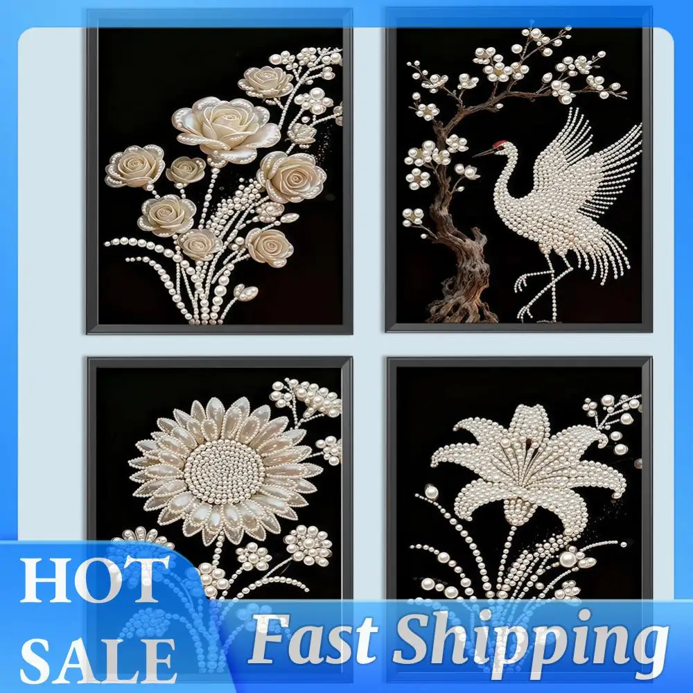 

DIY Flower Pearl Painting Kit for Adults Beginners Gift Idea Home Wall Decor Pearl Art Painting 30x40cm with Frame