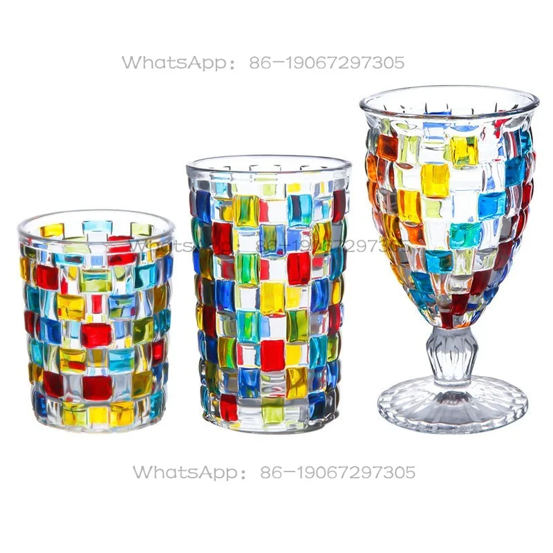 Stained Glass Striped Braided Cup Crystal Cup