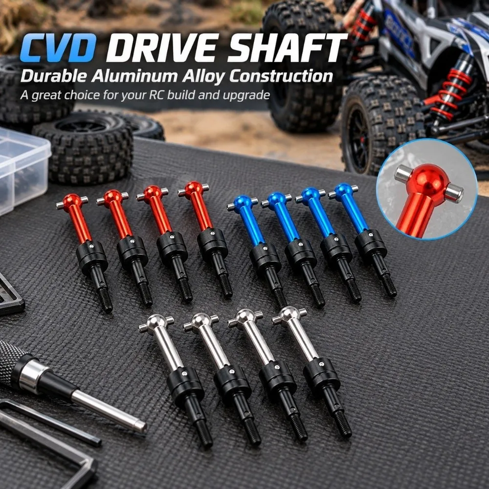 4Pcs Metal Drive Shaft High Strength CVD 69mm Universal Joint Universal 1/10 RC Car Upgrade Parts for TT-01 TT-02 1/10 RC Car