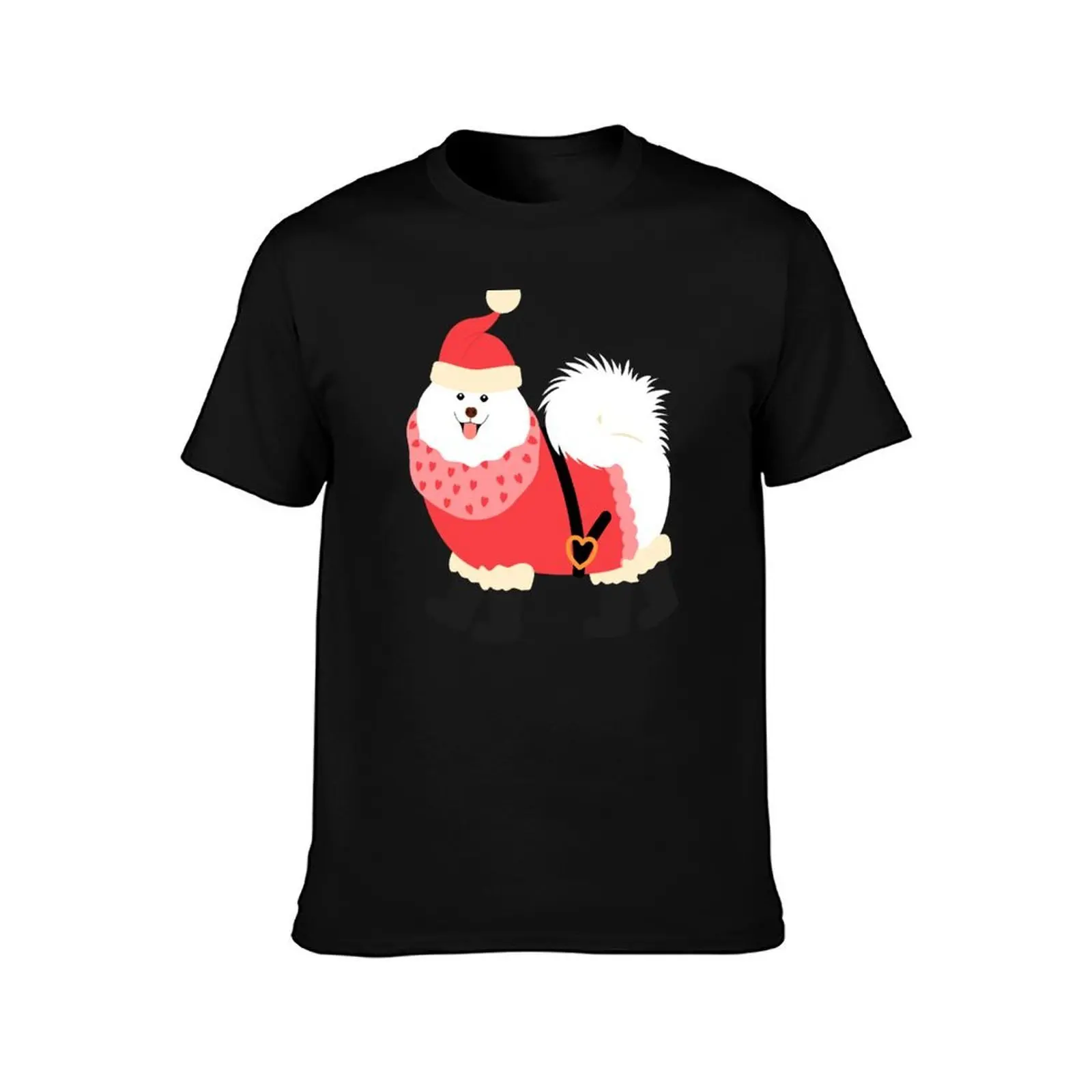 Samoyed Christmas Santa Claus T-Shirt, Summer Casual Cotton Tee, Oversized Streetwear Tops, Vintage Graphic Print, 100% Cotton