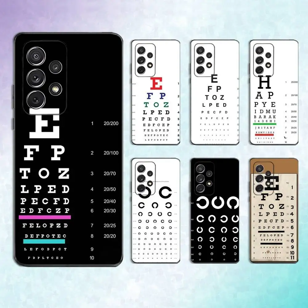 

Eye Vision Chart Medical Phone Case For Samsung S25,S24,S23,S22,S21,S20,S10,Ultra,Plus,Lite,FE,Soft Silicone Black Cover