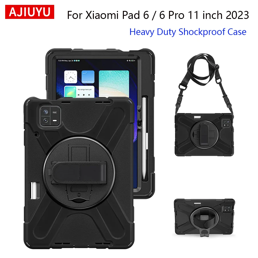

Case For Xiaomi Pad 6 11" Mi Pad 6 Pro 2023 MiPad 6 Pro 11 inch Kids Case Heavy Duty Shockproof Rugged Cover With Shoulder Strap