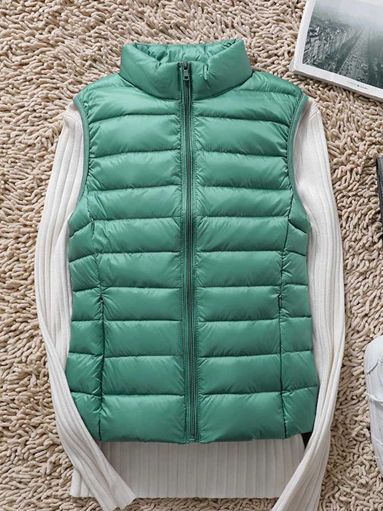 Doudoune ultra légère pour femme, manteau en fibre de canard, gilet moelleux, portable, coupe-vent, automne, hiver, 0-10 ℃, 4XL