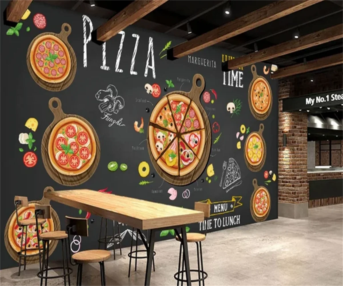 Pizarra Retro personalizada pintada a mano, papel tapiz 3d para catering de café, cafetería, restaurante, mural de decoración autoadhesivo