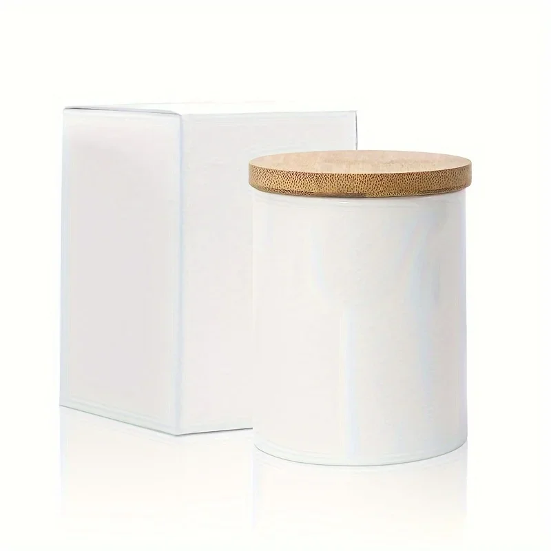 1pcs White Ceramic Canisters Sets with Airtight Seal Bamboo Lid Loose Tea Coffee Spice Nuts Snacks Seasonings Storage Jar