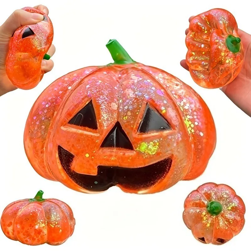 Halloween-Kürbis-Maltose-Stressball, weiches Squishy-Spielzeug, langsam aufspringender Fidget Toy, Stressabbau, lustiges Geschenk für Erwachsene