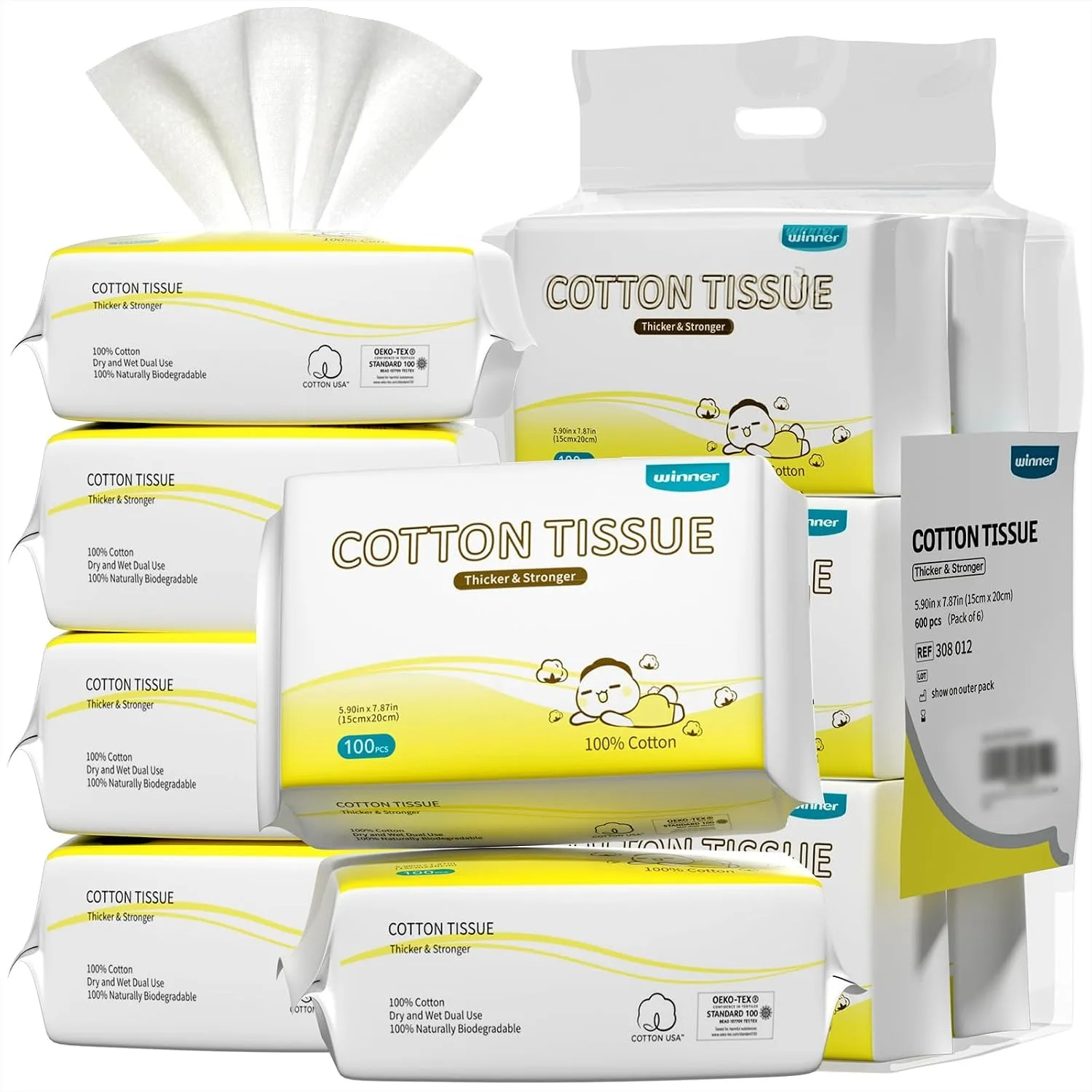 Soft Cotton Baby Dry Wipes for Sensitive Skin