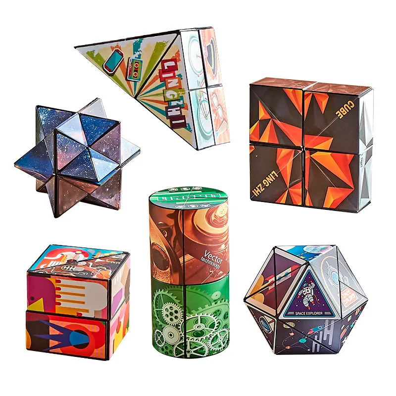 Kids Magic Cube Game Puzzle Toys Shape Shifting Box Geometric Changeable 3D Decompression Hand Flip Puzzle Stress Relief Games