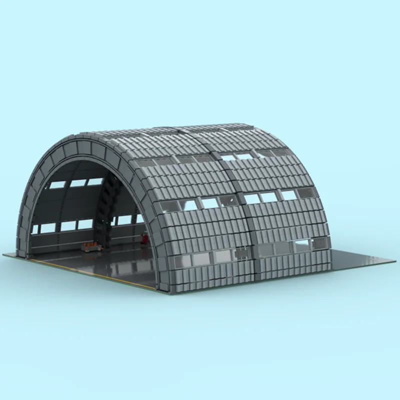 عرض الشارع Moc قوالب بناء وحدات المطار Hangar Vversion 2 نموذج التكنولوجيا كتل عيد الميلاد لتقوم بها بنفسك لعبة هدايا البناء #3