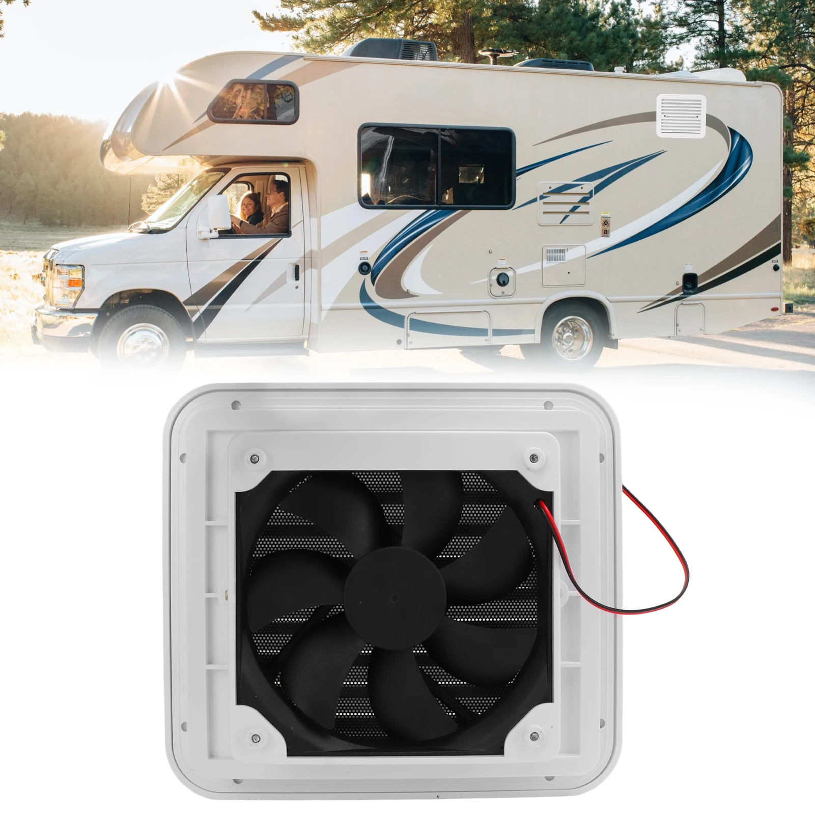 

RV Side Vents 12V White Unidirectional Dustproof Strong Wind Cooling Trailer RV Side Air Vent Ventilation Fan Accessory