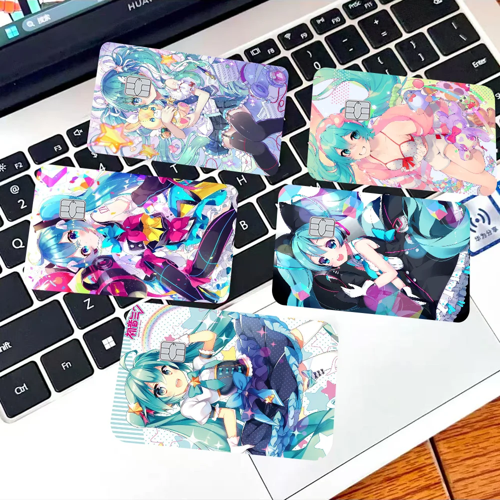 أنيمي H-Hatsunes-M-Miku الفتيات موضة لطيف الكرتون القط اللوحة أنيمي لعبة فريدة من نوعها لاصق غشائي الجلد بطاقة الائتمان لا رقاقة