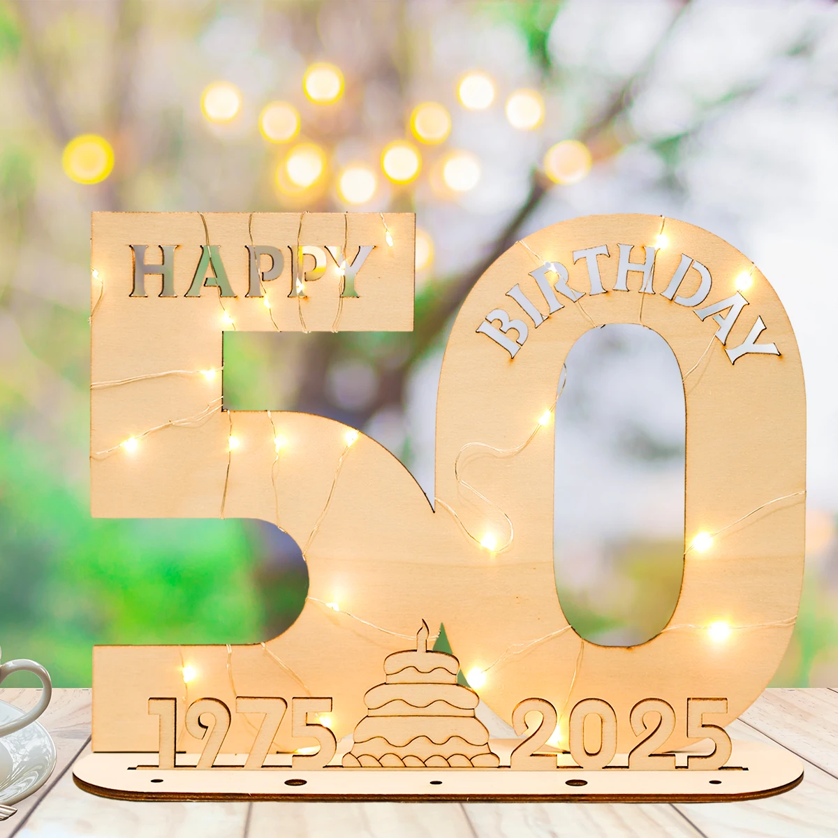 أرقام LED خشبية مع أضواء علامة مضيئة لتقوم بها بنفسك للحرف الفنية لتقوم بها بنفسك زينة حفلة عيد ميلاد لعمر 18 30 40 50 60 ديكور خشبي
