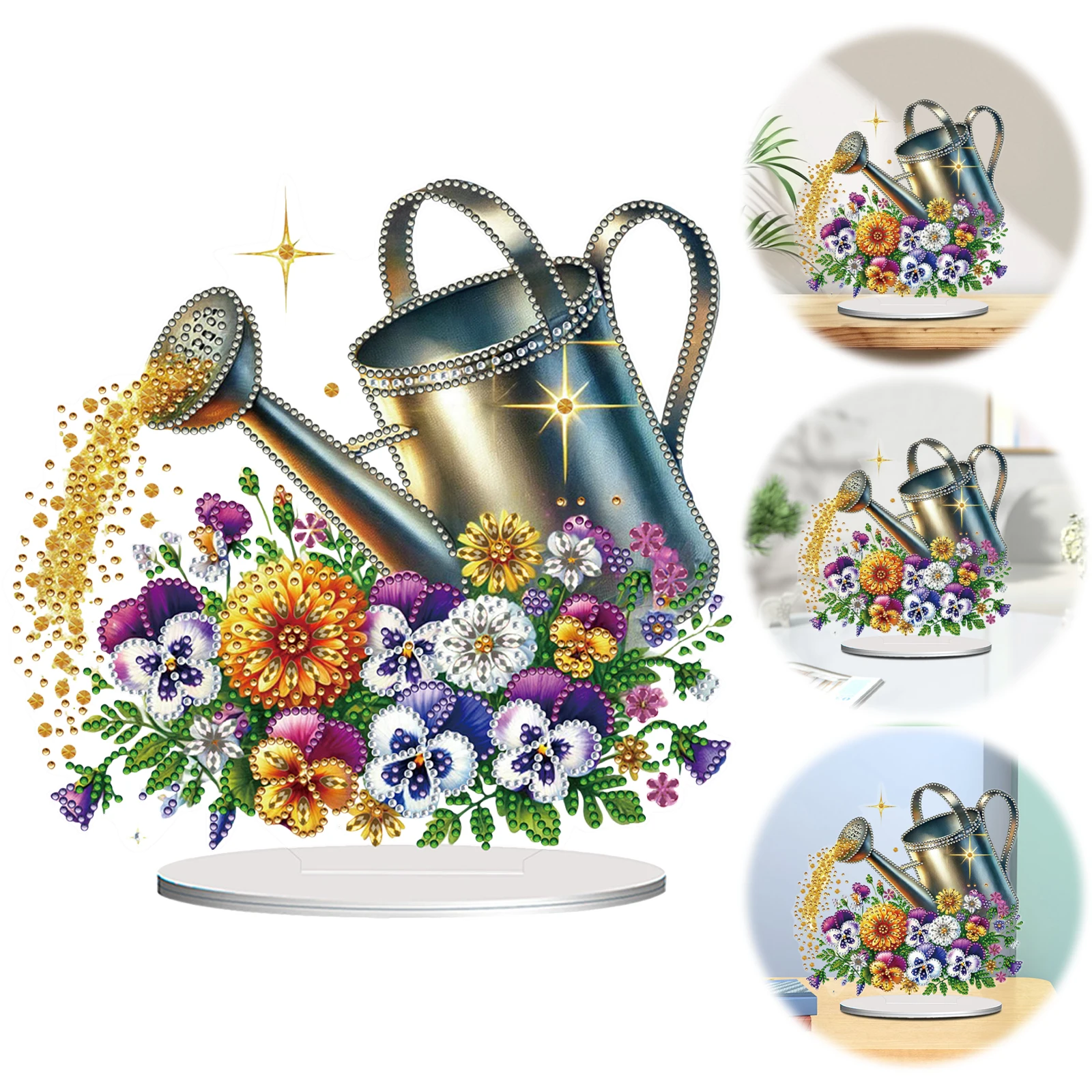 Decoraciones de Mesa con Diseño de Regadera de Diamantes, Impresión Plana 2D en Acrílico, Hazlo Tú Mismo