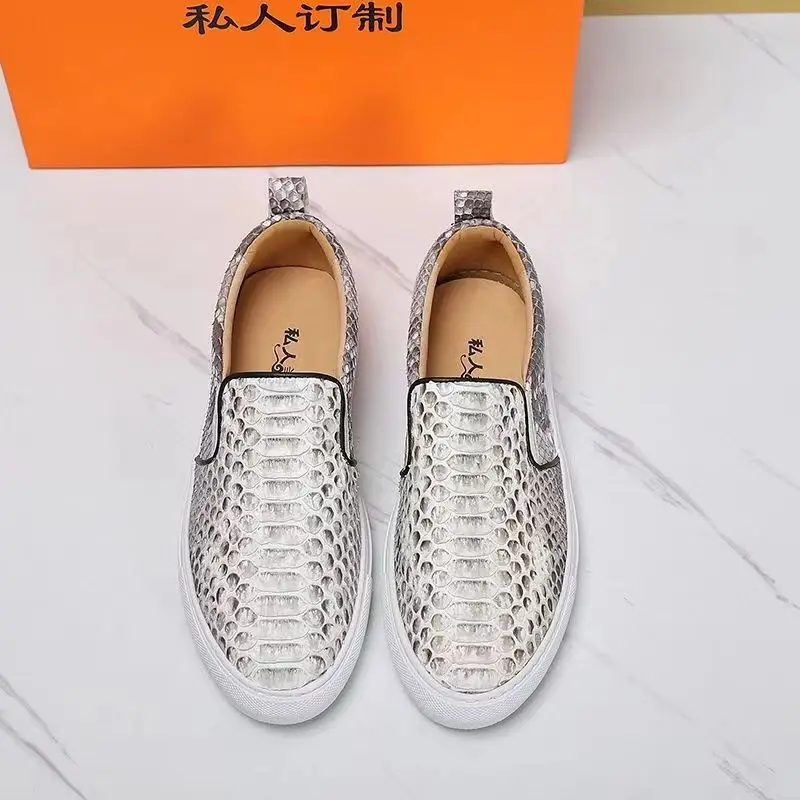 2023 new arrival Fashion snake skin causal shoes men,real leather sneakers PDD244