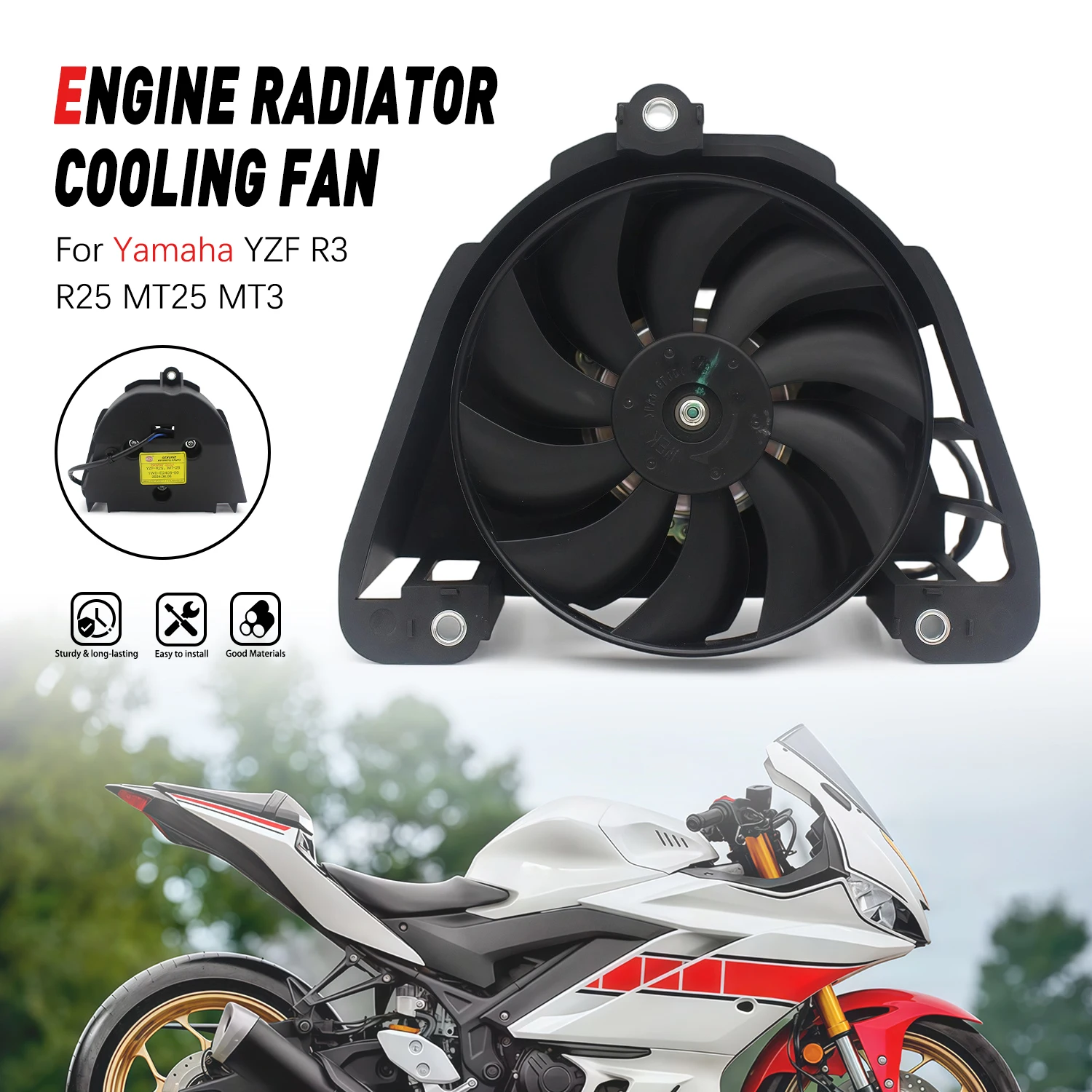 

Motorcycle Part Engine Radiator Cooling Fan Replacement Part For Yamaha YZF R3 R25 MT25 MT3 2018 2019 2020 2021 2022 2023 2024