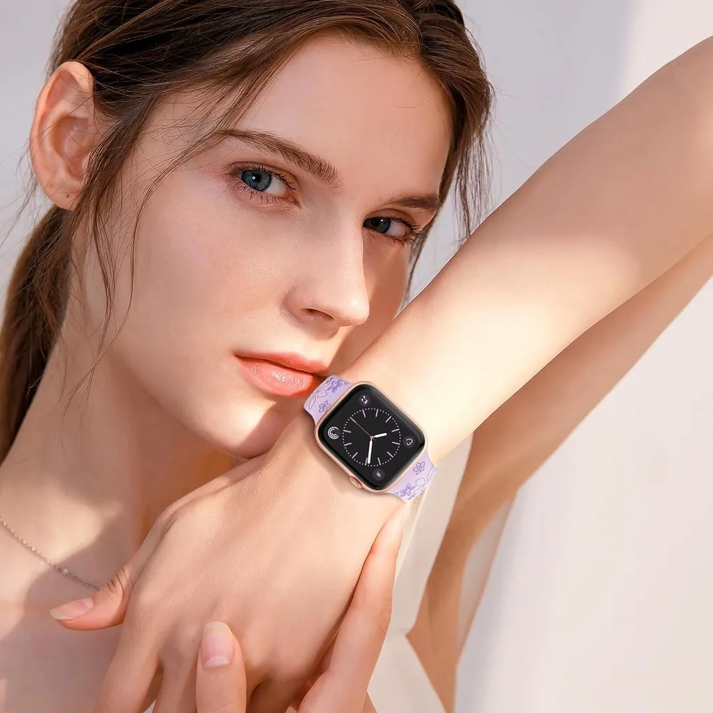 Engraved Strap Band silicone bracelet For Apple Watch Ultra 46mm 40mm 44mm 41mm 49mm 45mm 42mm For iwatch series 10 9 8 7 se 6
