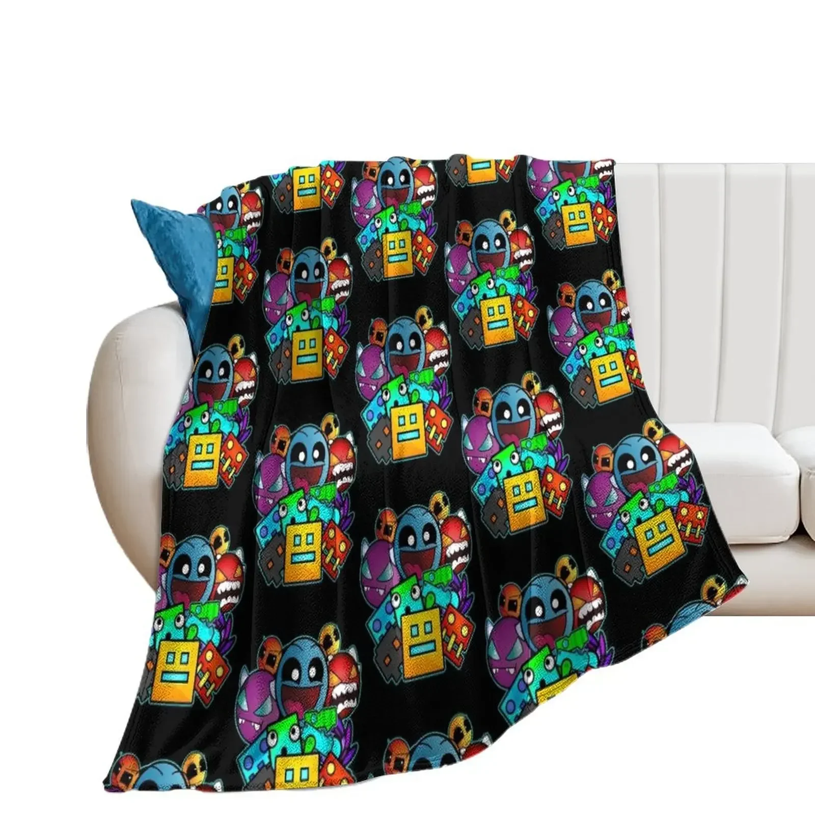 

geometry dash old school gaming Throw Blanket Single Camping Blankets