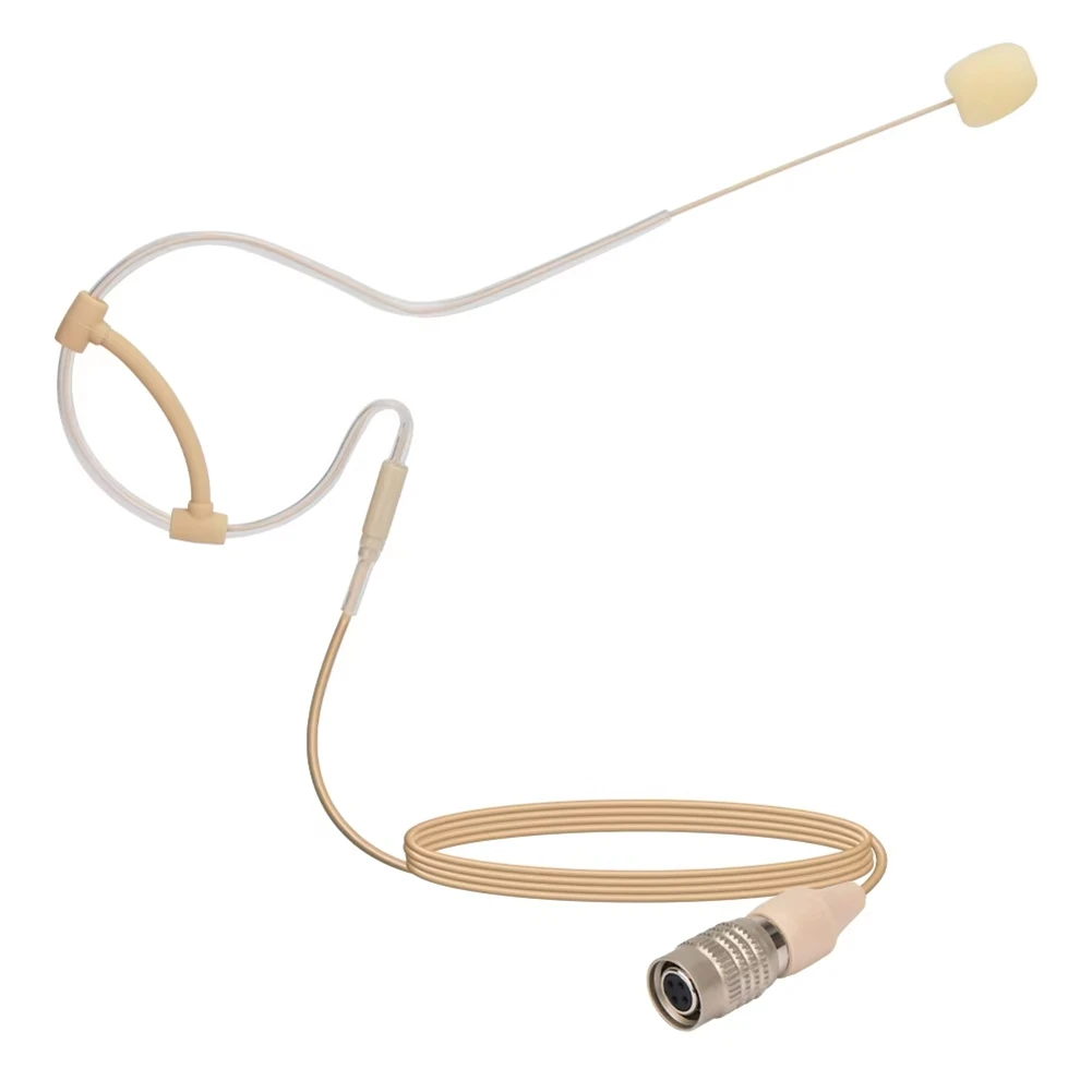 【Fast Delivery】-1574-Beige Single Ear Hanging Microphone with 3.5mm Lockable 4-Pin MiniXLR Interface for Mic 4Pin Plug