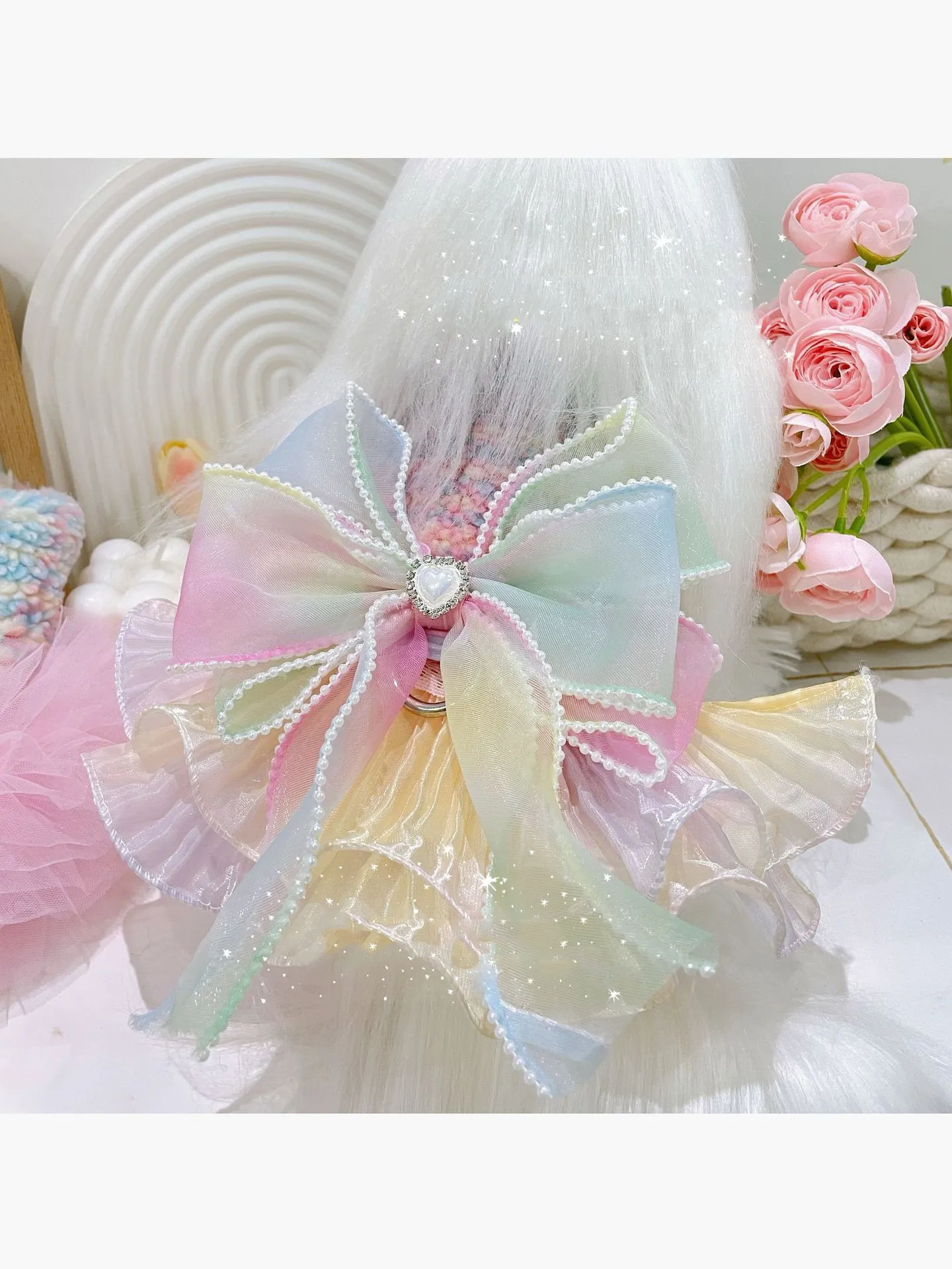 

Colorful Fairy Tale Color Plush Pet Clothing Sister Outfits Little Dogs Cats Winter Warm Dresses