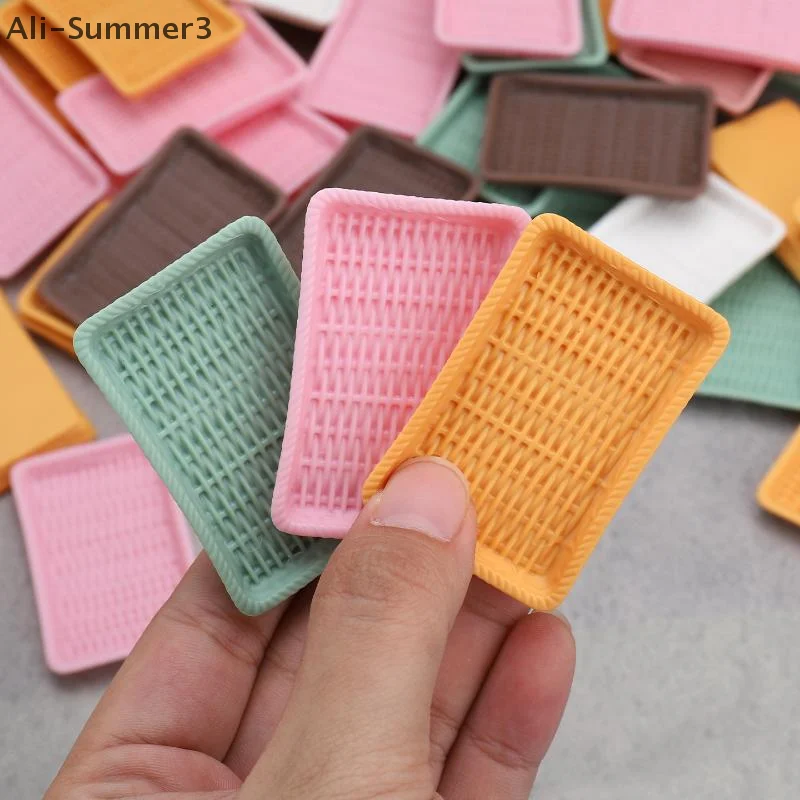 10Pcs Puppenhaus Simulation Miniatur Küche Besteck Teller Teller Dessert Brot Platte Modell Ornament Spielzeug Puppe Haus Zubehör