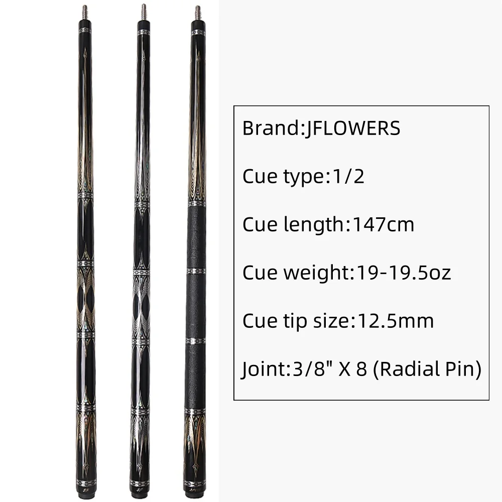 J Flowers JF20-26 Gold/Silver Armor Carbon Fiber Billiard Pool Cue Stick 12.5mm